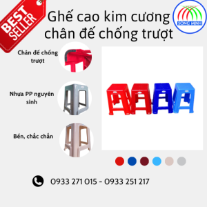 Ghế nhựa cao chân đế chống trượt
