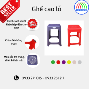 ghế cao lỗ có chân đế chống trượt, mặt ghế lỗ thiết kế hiện đại