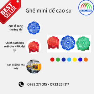 Ghế mini chân đế cao su, chất liệu nhựa PP nguyên sinh, chống trượt, thích hợp cho trẻ em và gia đình – sản xuất bởi Nhựa Song Minh.