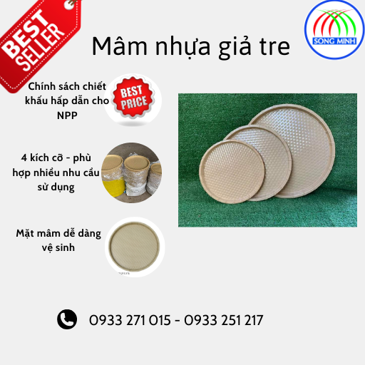 MÂM NHỰA TRÒN GIẢ TRE