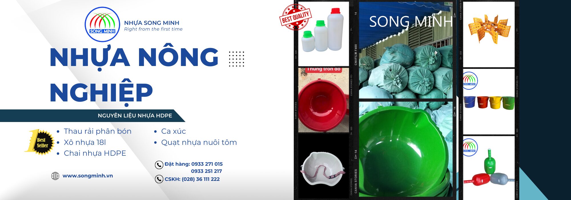Nhựa Song Minh sản xuât các sản phẩm nhựa nông nghiệp như thau rải phân, ca xúc, xô nhựa 18l, chai HD
